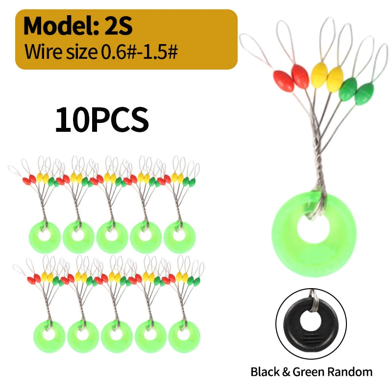 60pcs 10Group Oval Fishing Float Space Bean Colorful Rubber Space Beans Fishing Line Tackle Accessories Fishing Equipment