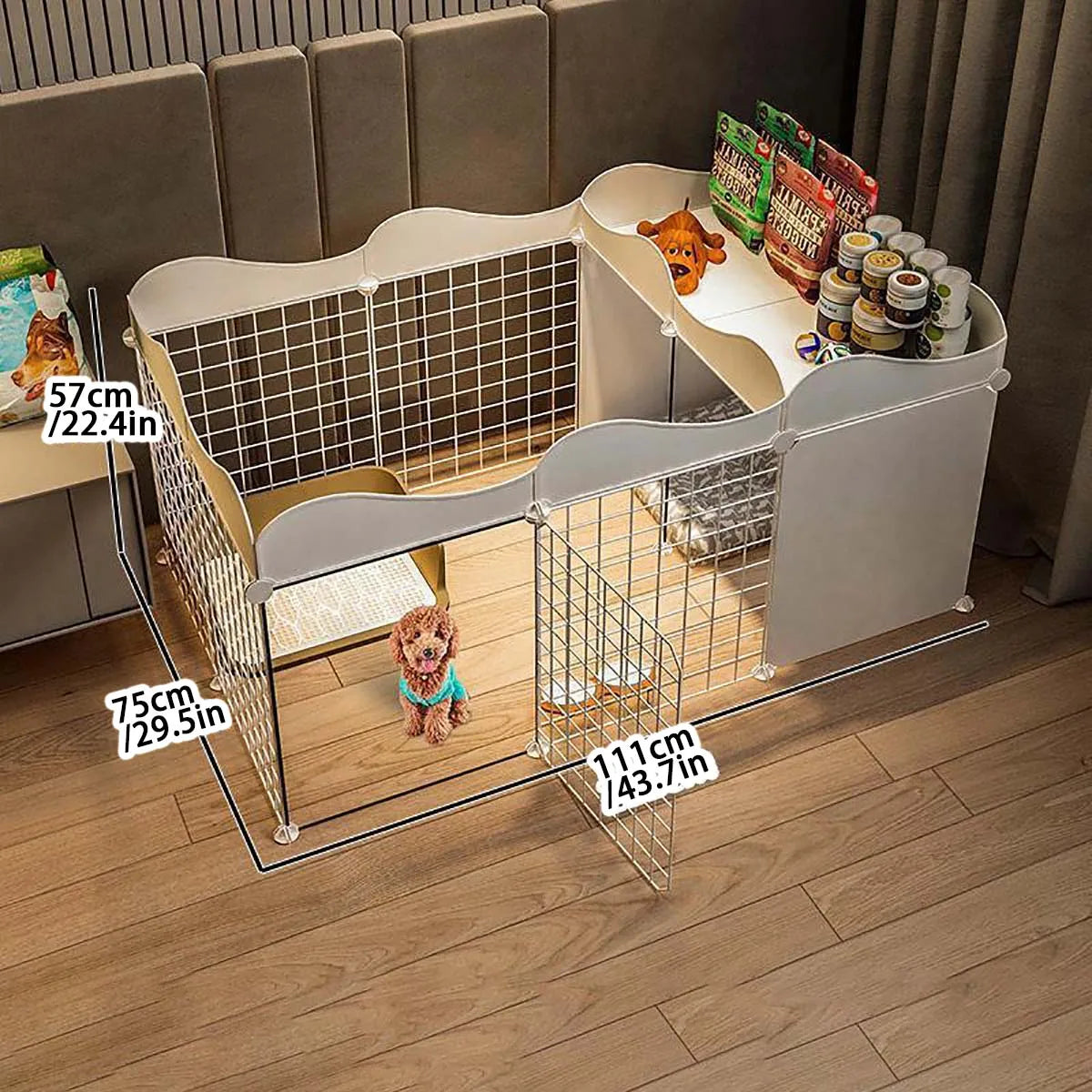 Pet dog enclosure Home House kennel Indoor small dog Teddy fence isolation door with toilet area dog cage