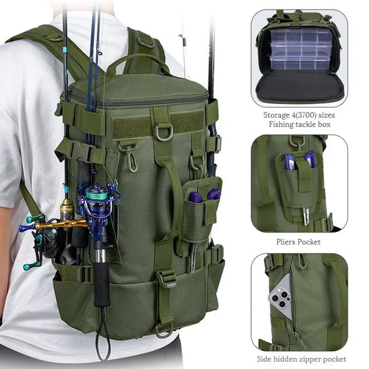 Multifunctional Fishing Backpack for Men Large Capacity Rod Storage Shoulder Bag Outdoor Sports Fish Equipment Storage Pack 2028
